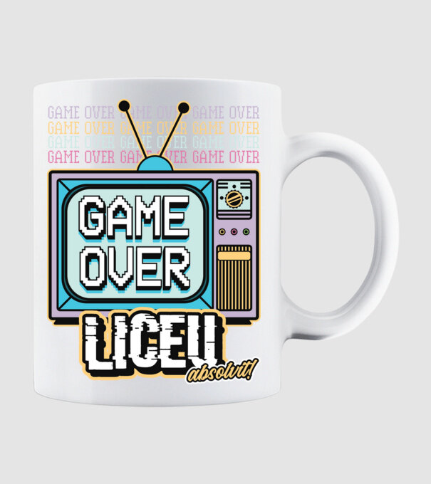 Absolvire retro liceu model alb pe tricou