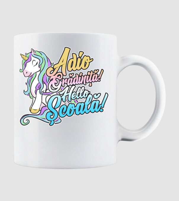 Adio grădiniță! Hello școală! model alb pe tricou