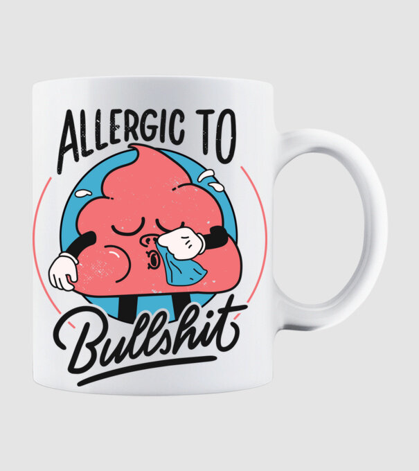 Allergic to bullshit antisocial model alb pe tricou