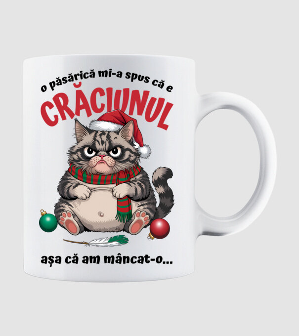 Am mâncat pasărea Crăciun pisică Alb model alb pe tricou