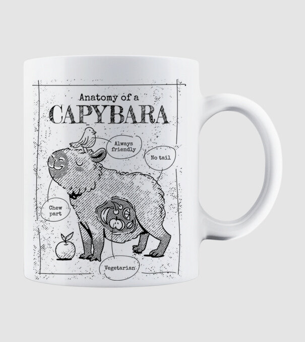 Anatomy of a Capybara model alb pe tricou
