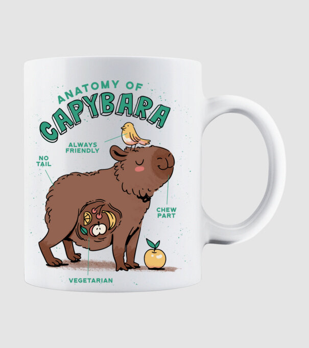 Anatomy of Capybara model alb pe tricou