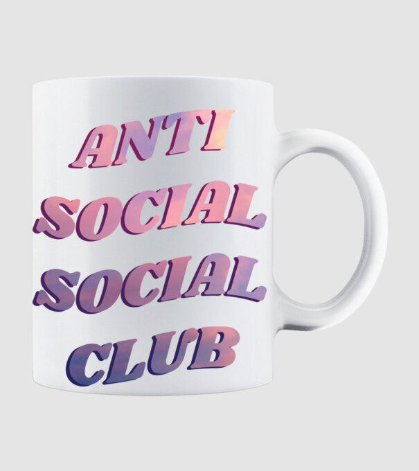 Anti social social club pink model alb pe tricou