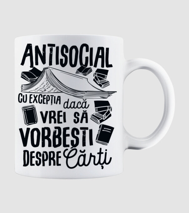 Antisocial, cu excepția dacă vrei să vorbești despre cărți-01 model alb pe tricou