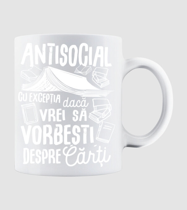 Antisocial, cu excepția dacă vrei să vorbești despre cărți model alb pe tricou