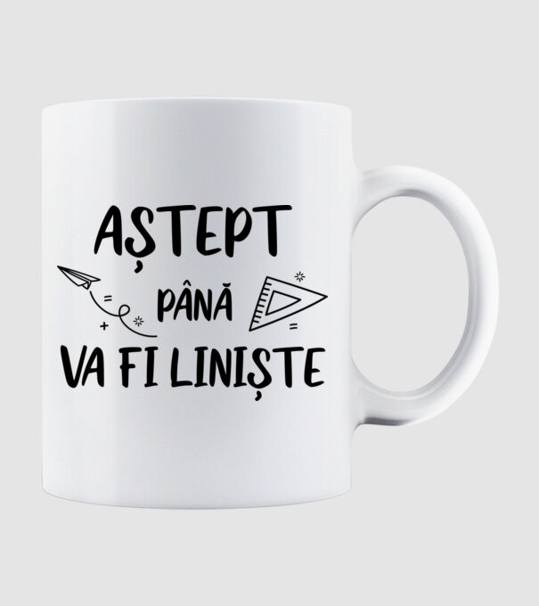 Aștept până va fi liniște model alb pe tricou