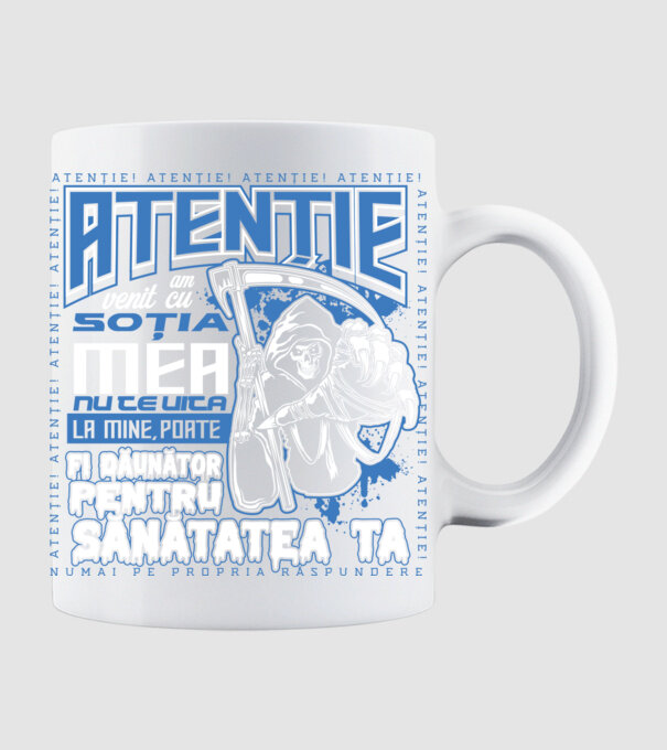 Atenție Am venit cu soția mea model alb pe tricou
