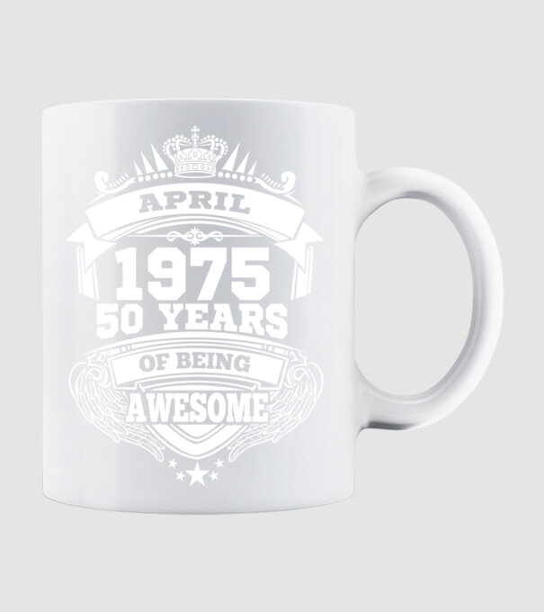 Awesome being of april 1975 model alb pe tricou