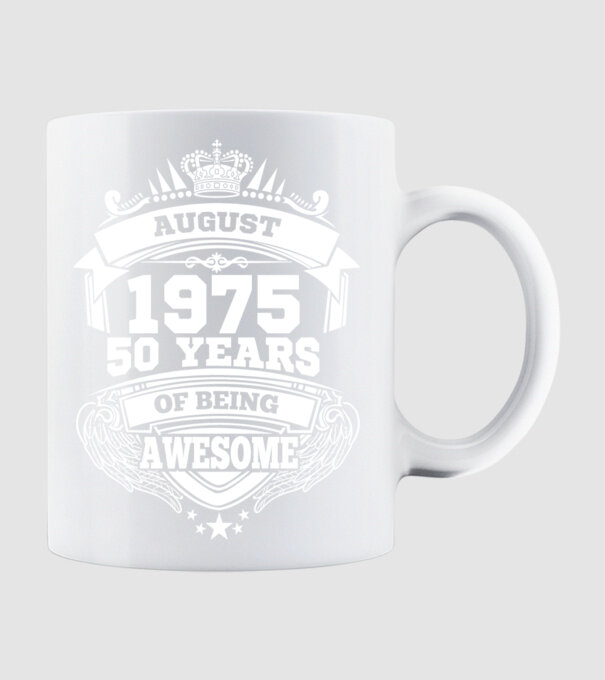 Awesome being of august 1975 model alb pe tricou