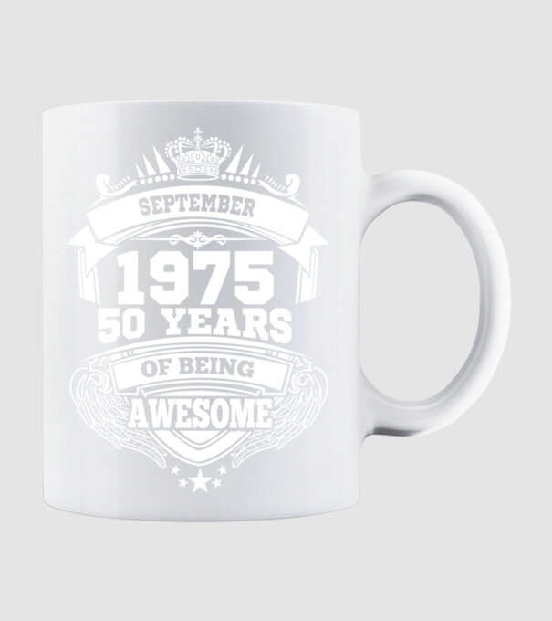 Awesome being of september 1975 model alb pe tricou