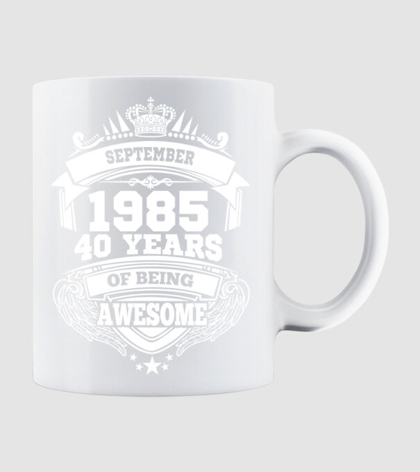 Awesome being of september 1985 model alb pe tricou
