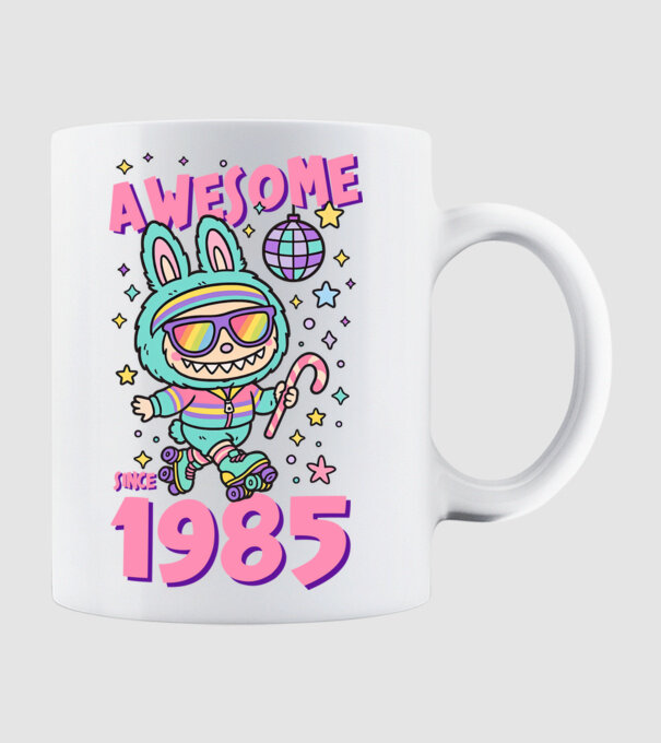 Awesome since 1985 - Labubu model alb pe tricou
