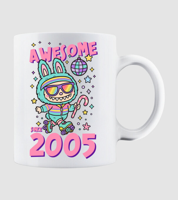 Awesome since 2005 - Labubu model alb pe tricou