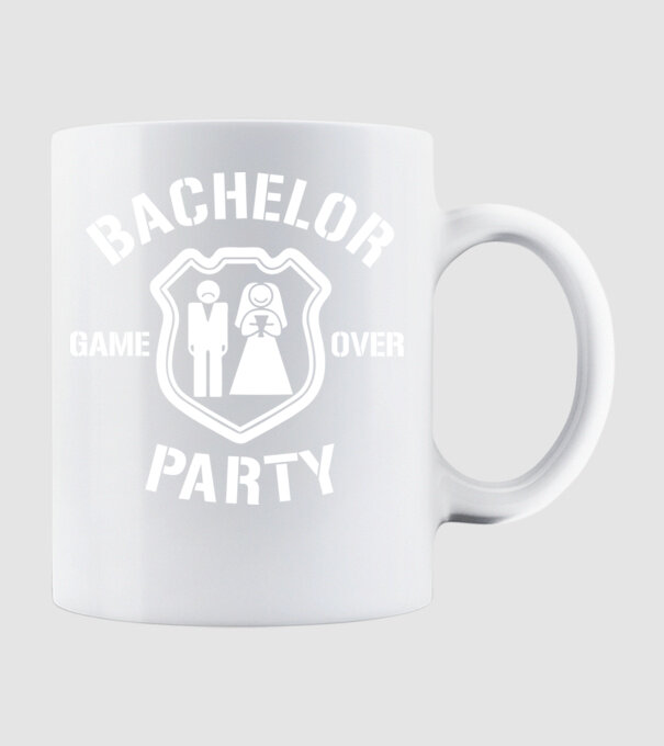 Bachelor Party Game Over model alb pe tricou