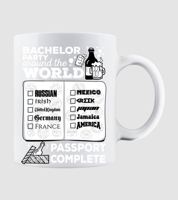 Bachelor Party World tour model alb pe tricou