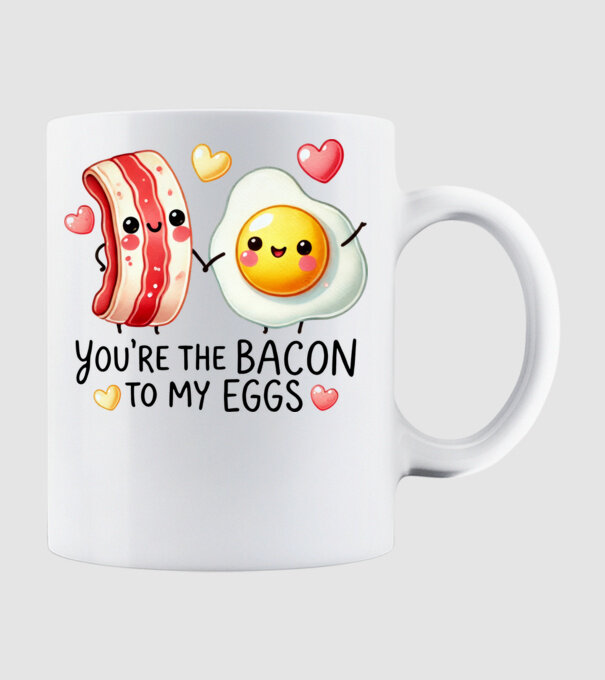 Bacon to my Eggs model alb pe tricou