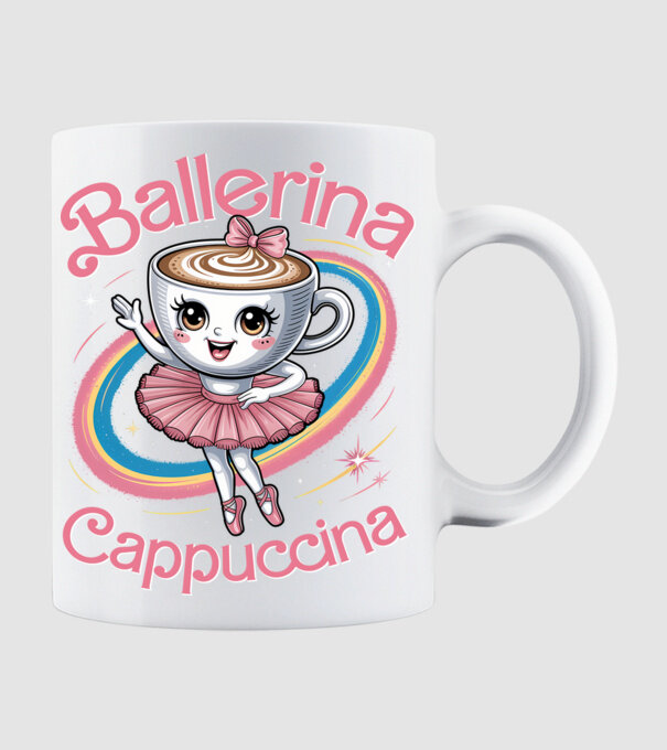 Ballerina Cappuccina model alb pe tricou