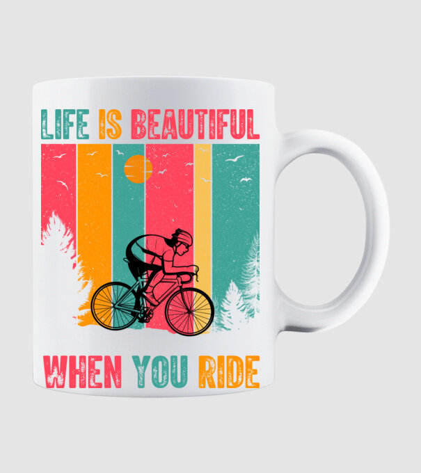 Beautiful ride model alb pe tricou