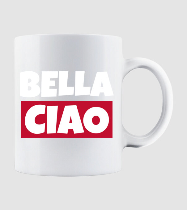 bella ciao logo model alb pe tricou