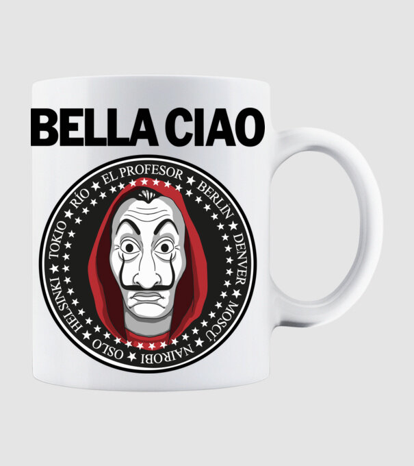 bella ciao stroke model alb pe tricou
