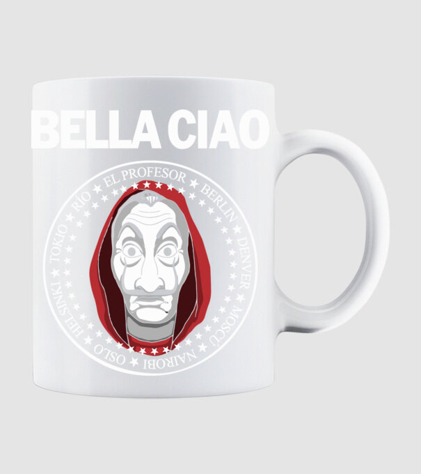 bella ciao stroke white model alb pe tricou