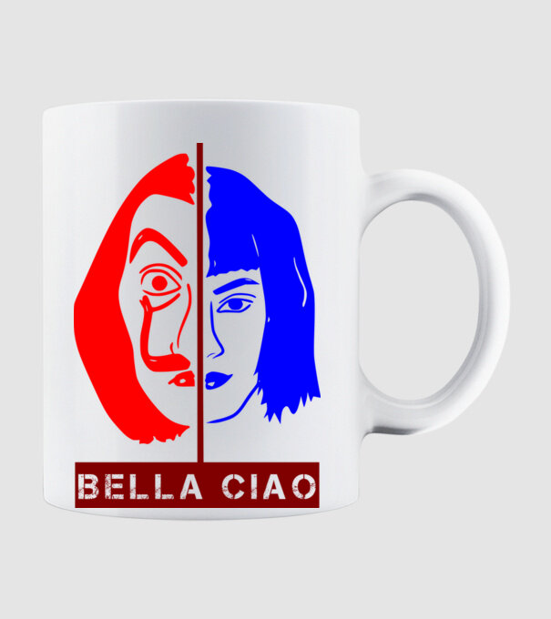 bella ciao tokyo model alb pe tricou