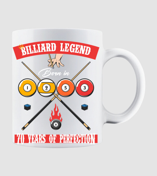 Billiard legend born in 1953 model alb pe tricou