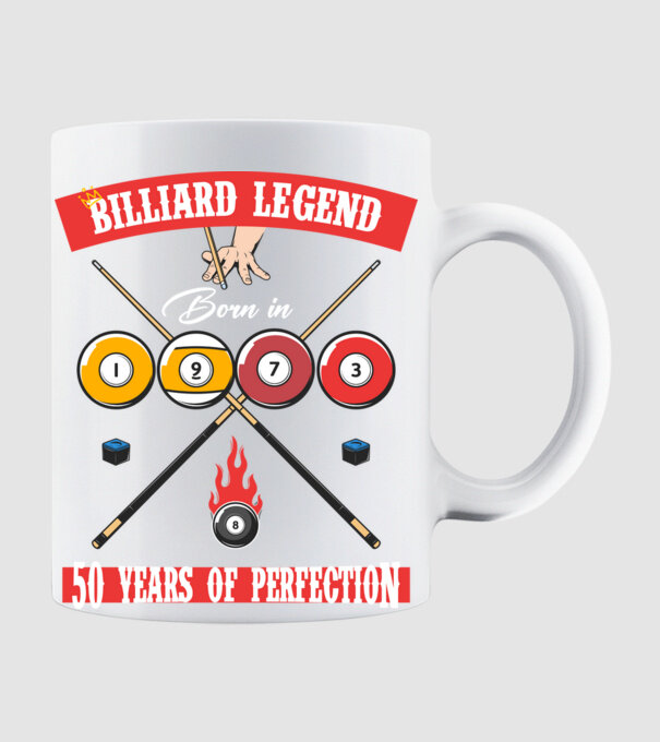 Billiard legend born in 1973 model alb pe tricou