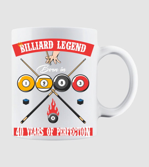 Billiard legend born in 1983 model alb pe tricou