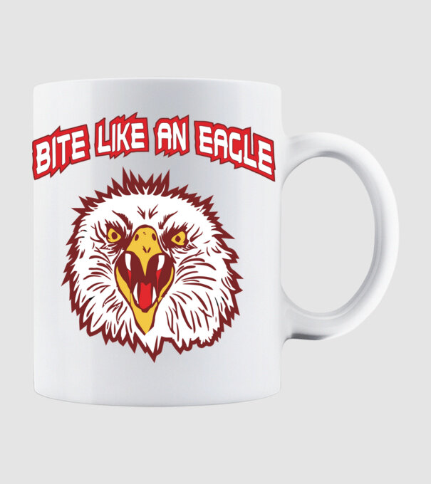 bite like an eagle cobra kai model alb pe tricou