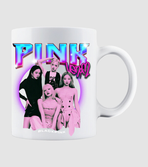 BLACKPINK pink venom model alb pe tricou