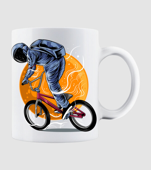 BMX space model alb pe tricou