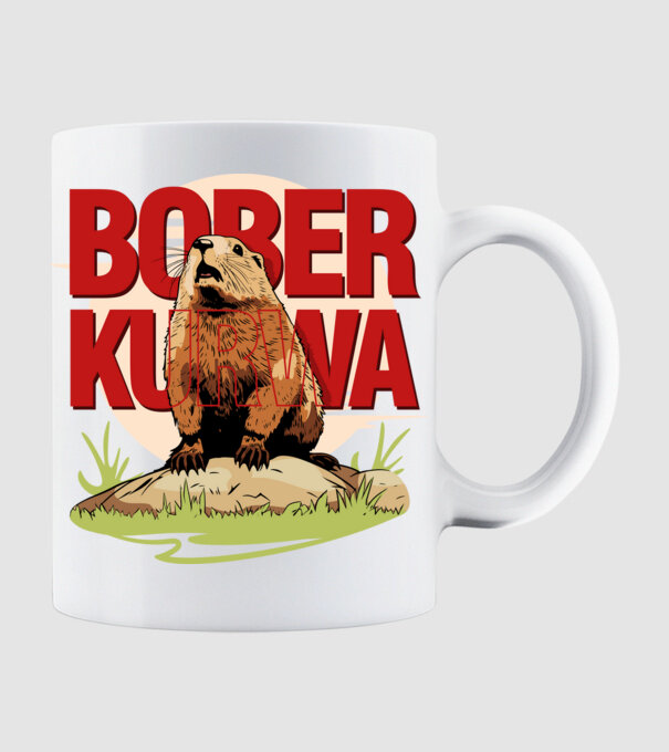 BOBER model alb pe tricou