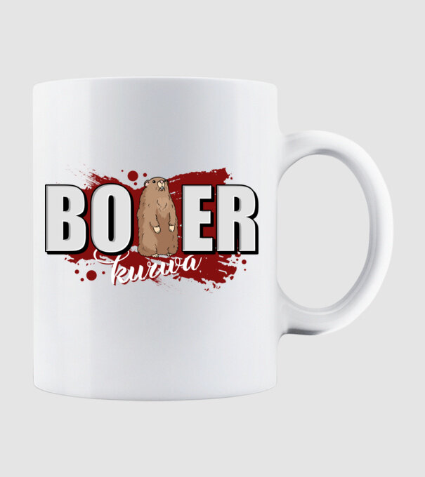 Bober Kurwa model alb pe tricou
