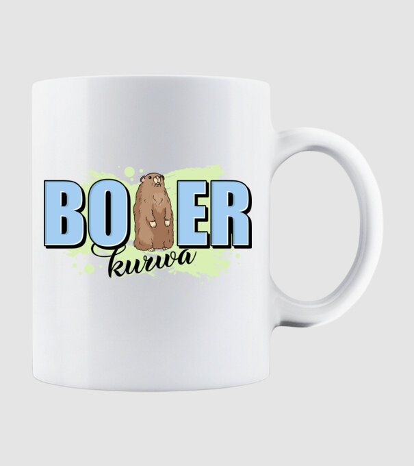 Bober Kurwa model alb pe tricou