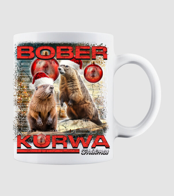 Bober kurwa christmas universe model alb pe tricou