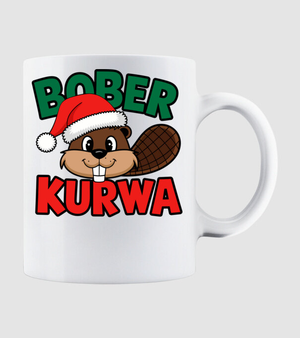 Bober kurwa xmas model alb pe tricou