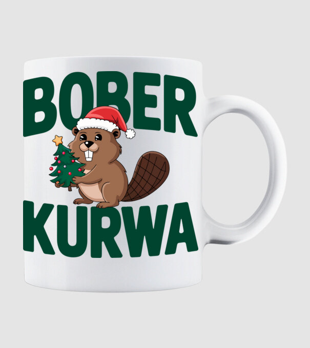 Bober kurwa xmas model alb pe tricou