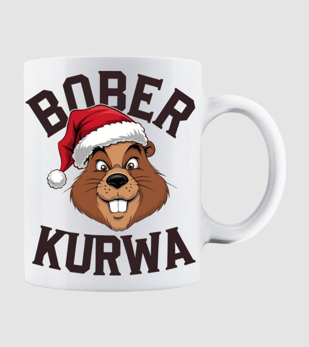 Bober kurwa xmas model alb pe tricou