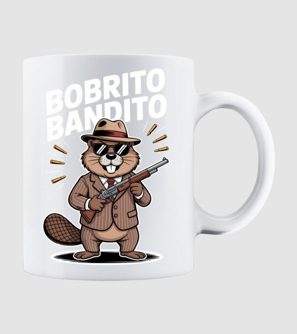 Bobrito Bandito model alb pe tricou