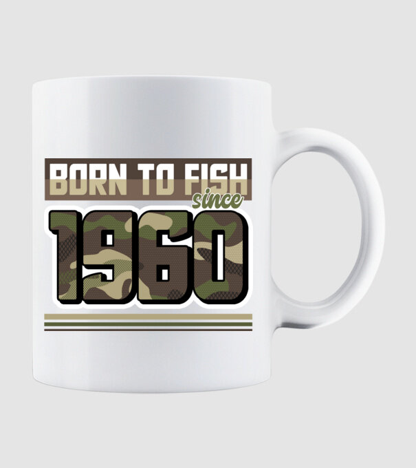 Born to fish since 1960 model alb pe tricou