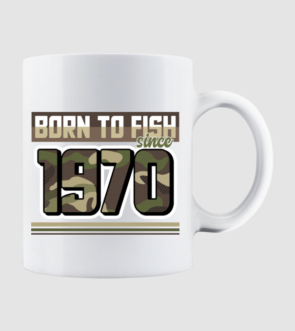 Born to fish since 1970 model alb pe tricou