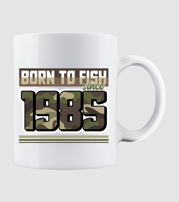 Born to fish since 1985 model alb pe tricou