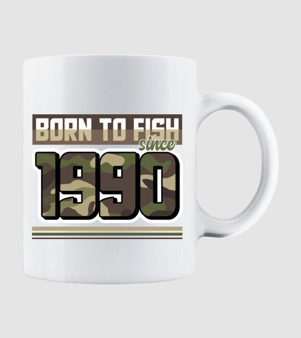 Born to fish since 1990 model alb pe tricou