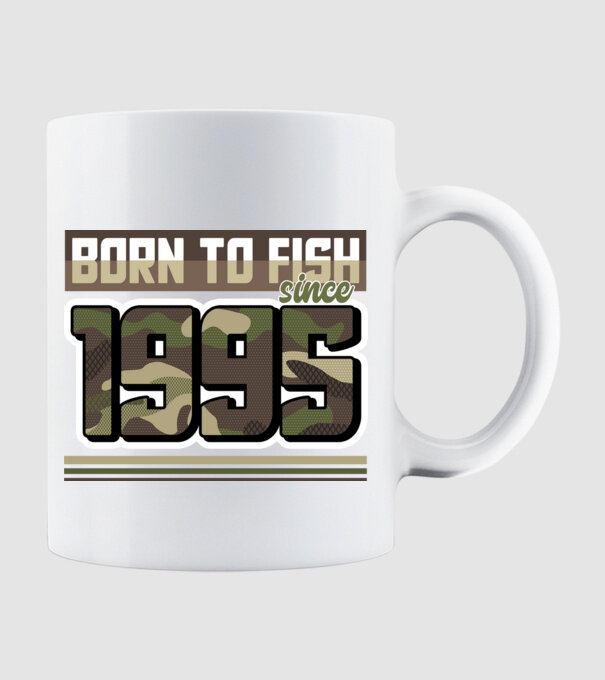 Born to fish since 1995 model alb pe tricou