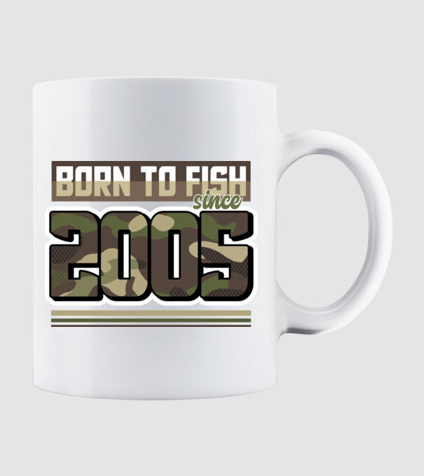 Born to fish since 2005 model alb pe tricou