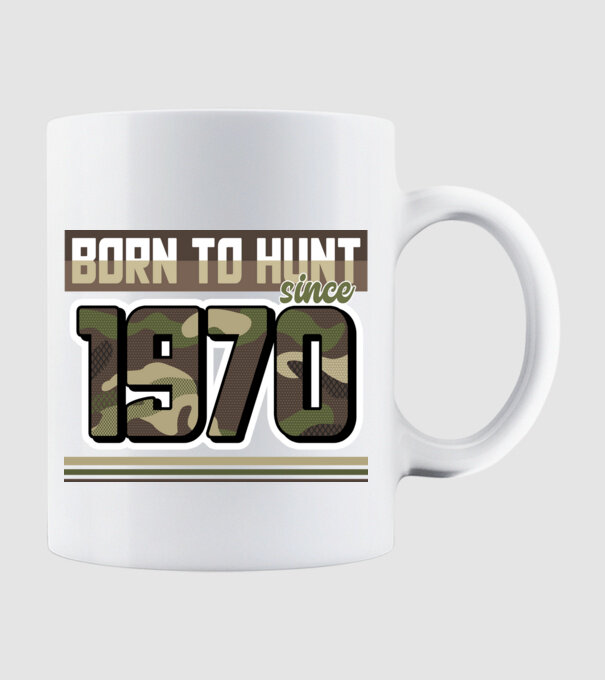 Born to hunt since 1970 model alb pe tricou