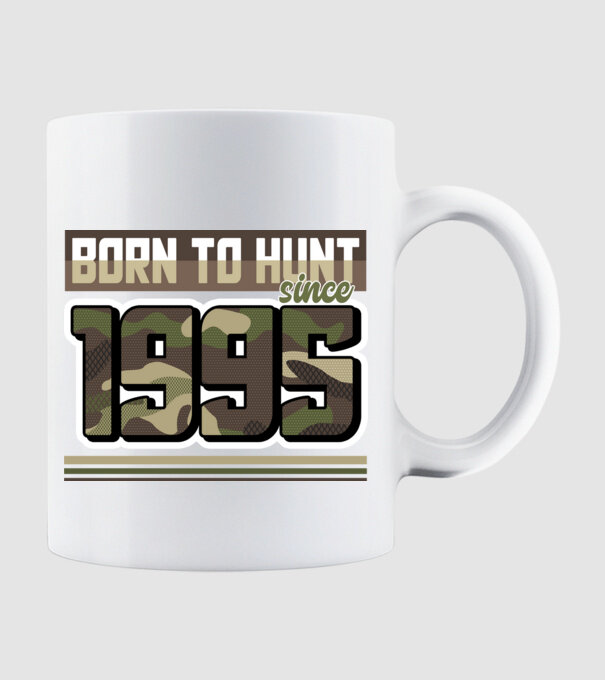 Born to hunt since 1995 model alb pe tricou
