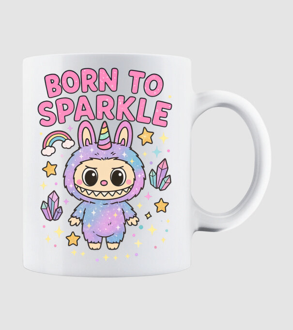 Born to sparkle model alb pe tricou