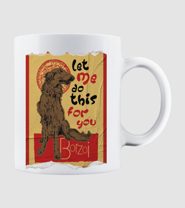 BORZOI retro poster chat noir poster texture model alb pe tricou